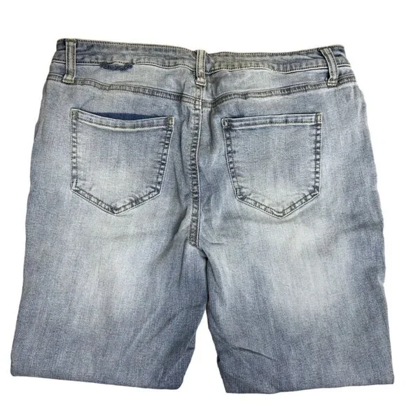 A.N.A Women's Size 10 Blue Light Wash Rose Embellished Distressed Stretch Jeans - Picture 3 of 8